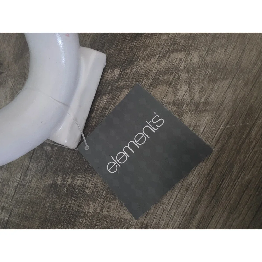 Elements Set of 2 Ceramic White Loop Tealight Holder 6in Modern Minimalist Decor